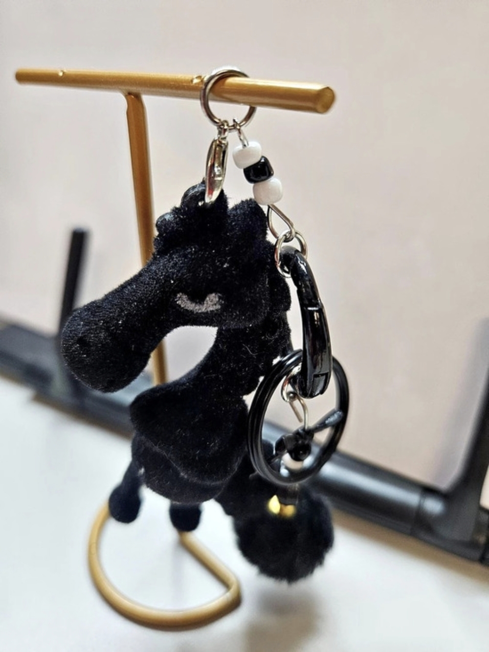 Black Plush Animal Keychain